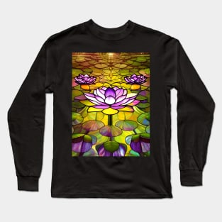 Stained Glass Lotus Flower Long Sleeve T-Shirt